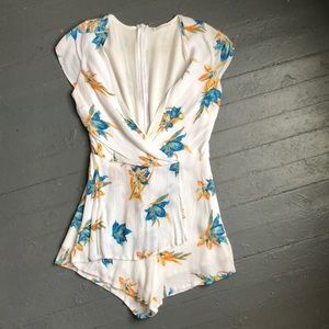 White and floral Romper
